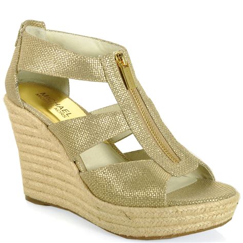 michael kors gold wedge sz 8.5|michael kors gold wedge heels.